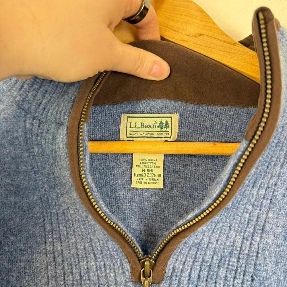 LL Bean Wool Waterfowl Quarter Zip Sweater Size‎ Medium